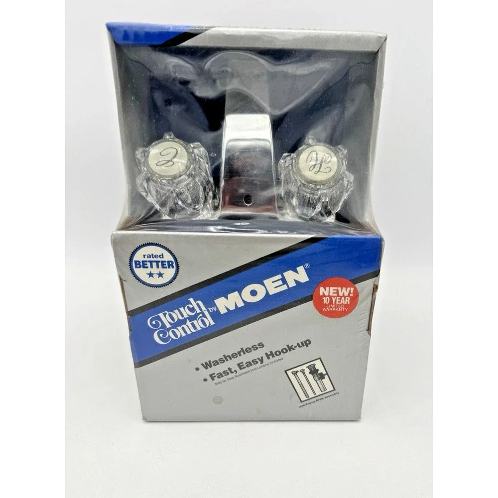 Vintage NOS Moen Touch Control 84421 Two Handle Lavatory Faucet Pop-Up Drain